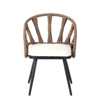 5 Pcs Outdoor Dining Table and Chairs Set, Patio Furniture Sets with PE Rattan Chairs and Rectangular Wood Table