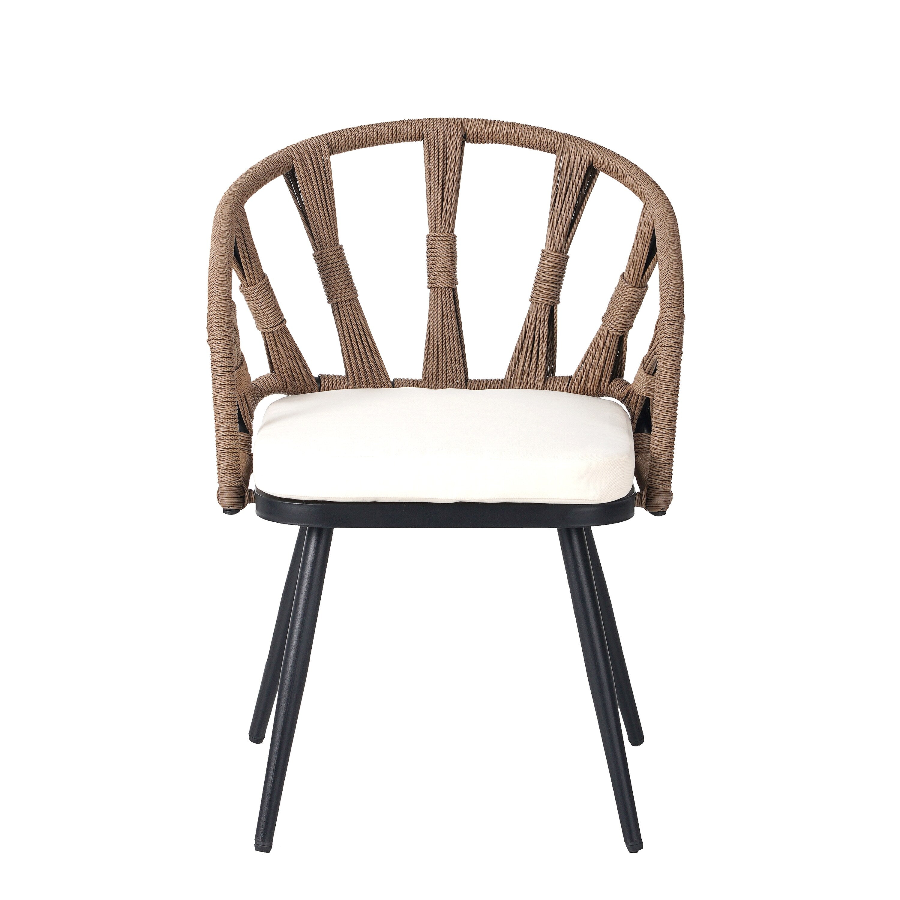 5 Pcs Outdoor Dining Table and Chairs Set, Patio Furniture Sets with PE Rattan Chairs and Rectangular Wood Table