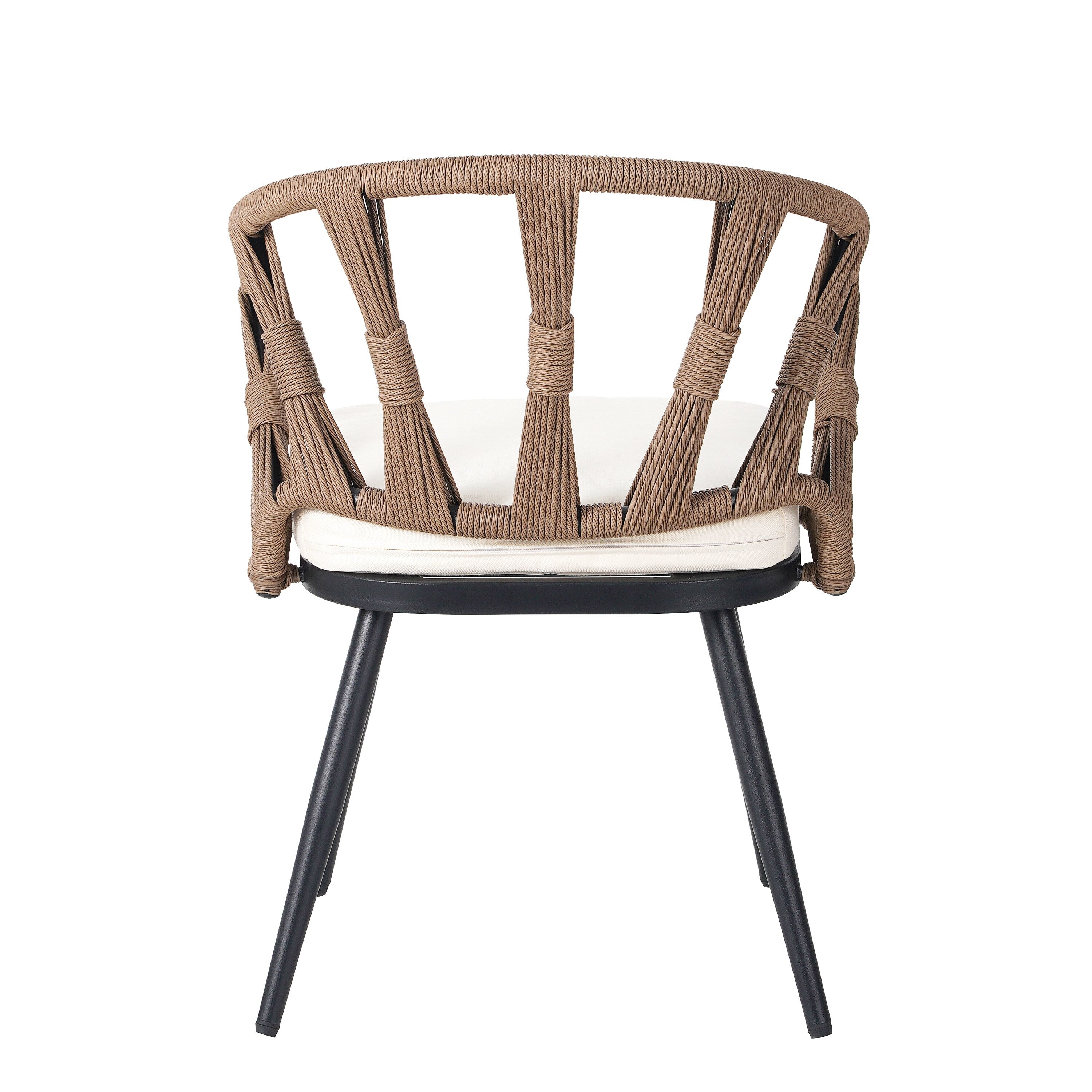 5 Pcs Outdoor Dining Table and Chairs Set, Patio Furniture Sets with PE Rattan Chairs and Rectangular Wood Table