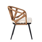 5 Pcs Outdoor Dining Table and Chairs Set, Patio Furniture Sets with PE Rattan Chairs and Rectangular Wood Table