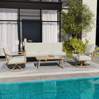 5-Person Aluminum Patio Conversation Set with Swivel Chairs, Coffee Table and Cushions