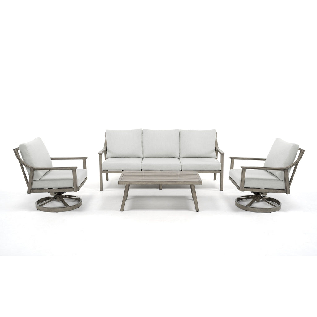 5-Person Aluminum Patio Conversation Set with Swivel Chairs, Coffee Table and Cushions
