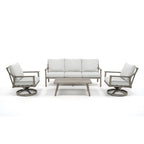5-Person Aluminum Patio Conversation Set with Swivel Chairs, Coffee Table and Cushions