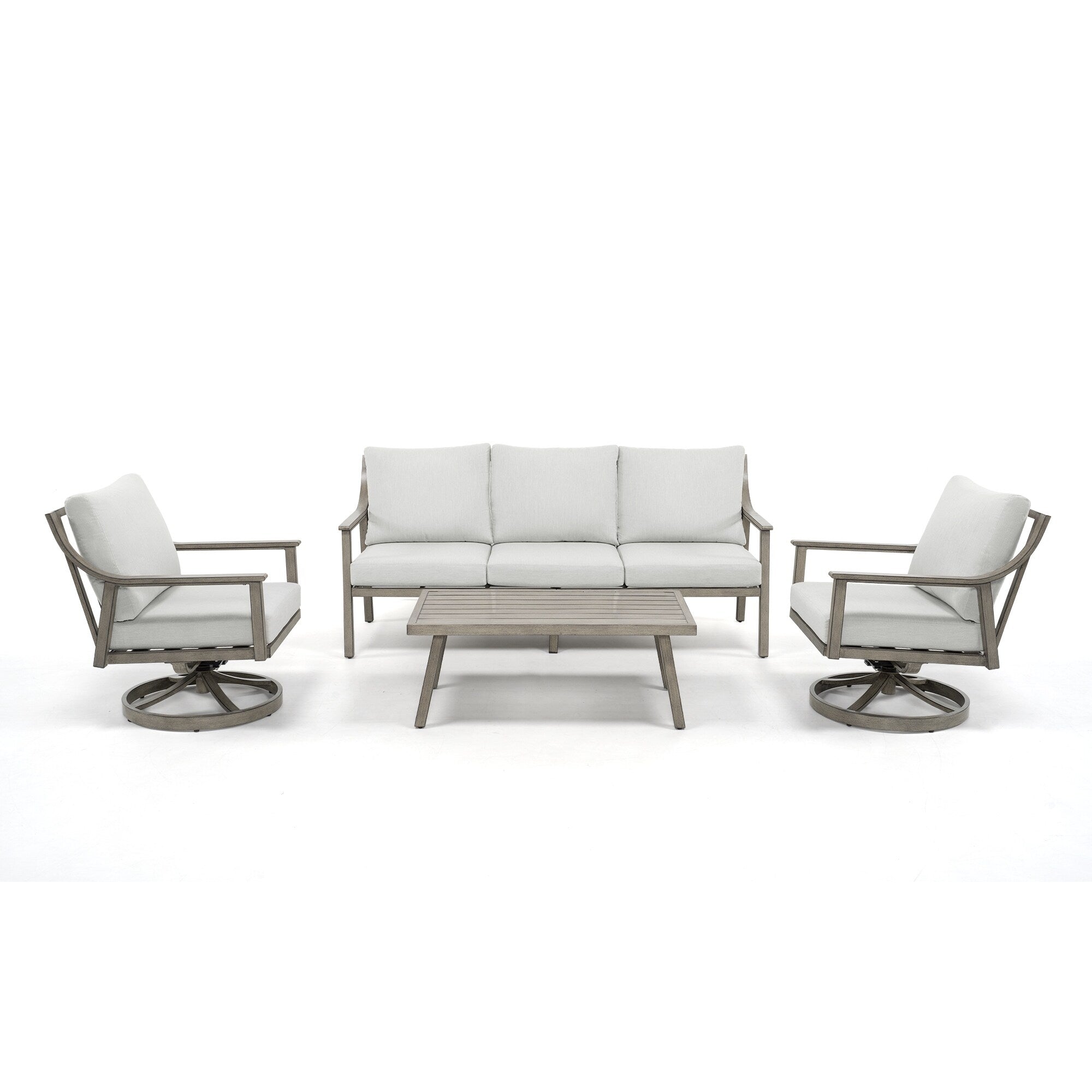 5-Person Aluminum Patio Conversation Set with Swivel Chairs, Coffee Table and Cushions