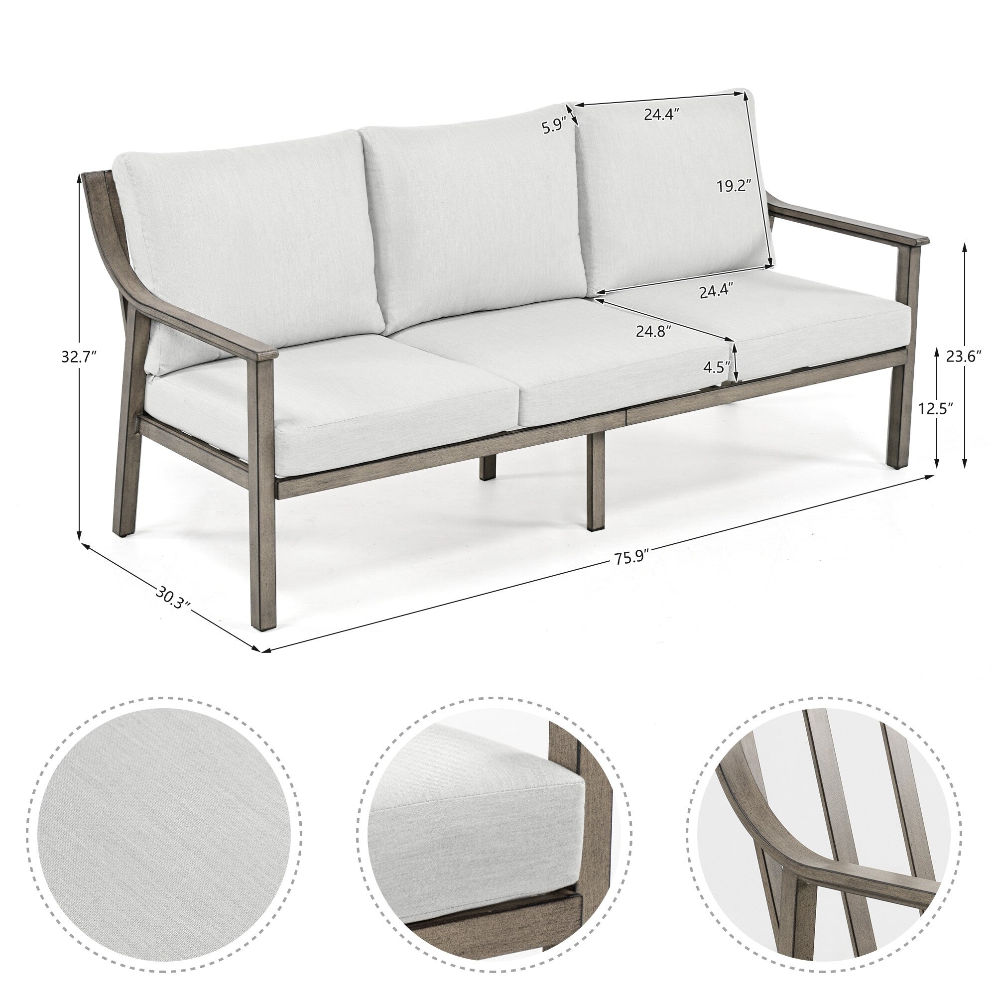 5-Person Aluminum Patio Conversation Set with Swivel Chairs, Coffee Table and Cushions