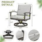 5-Piece Aluminum Patio Conversation Set with End Table, Ottoman and Light Gray Cushions