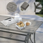 5-Piece Aluminum Patio Dining Set with 2 Swivel Dining Chairs and 2 Dining Chairs and Washable Cushions