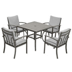 5-Piece Aluminum Patio Dining Set with Table and Washable Light Gray