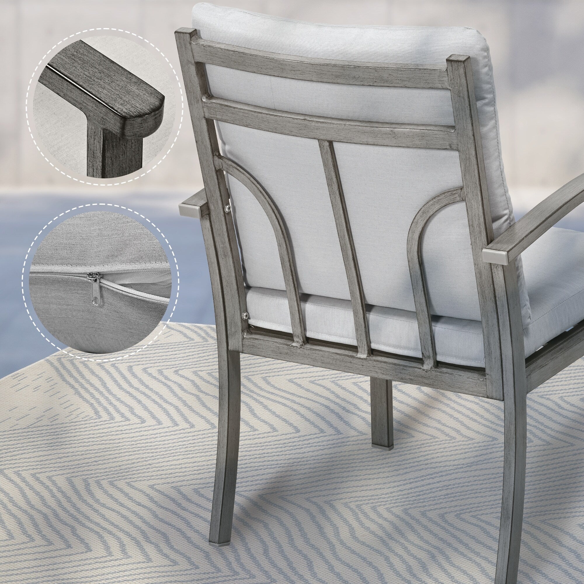 5-Piece Aluminum Patio Dining Set with Table and Washable Light Gray