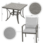 5-Piece Aluminum Patio Dining Set with Table and Washable Light Gray