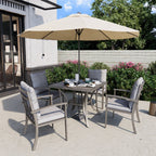5-Piece Aluminum Patio Dining Set with Table and Washable Light Gray