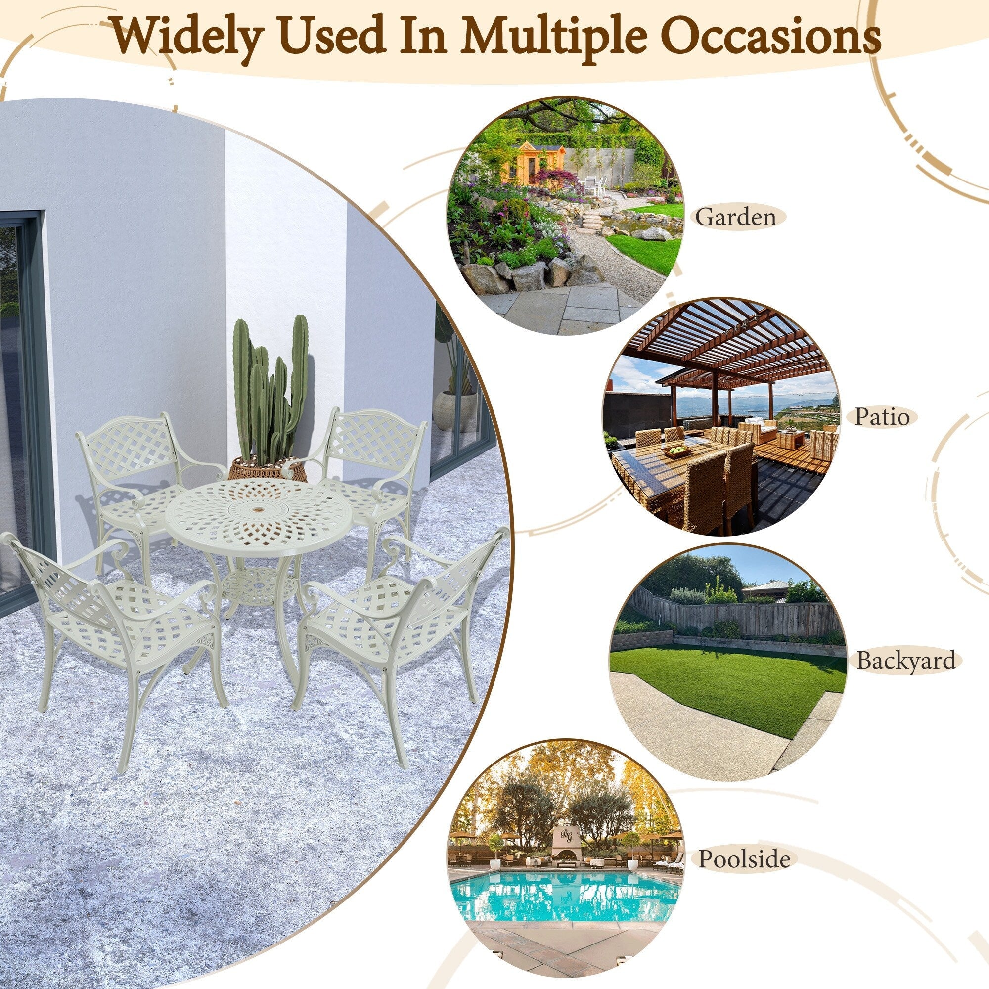 5-Piece Cast Aluminum Patio Dining Set