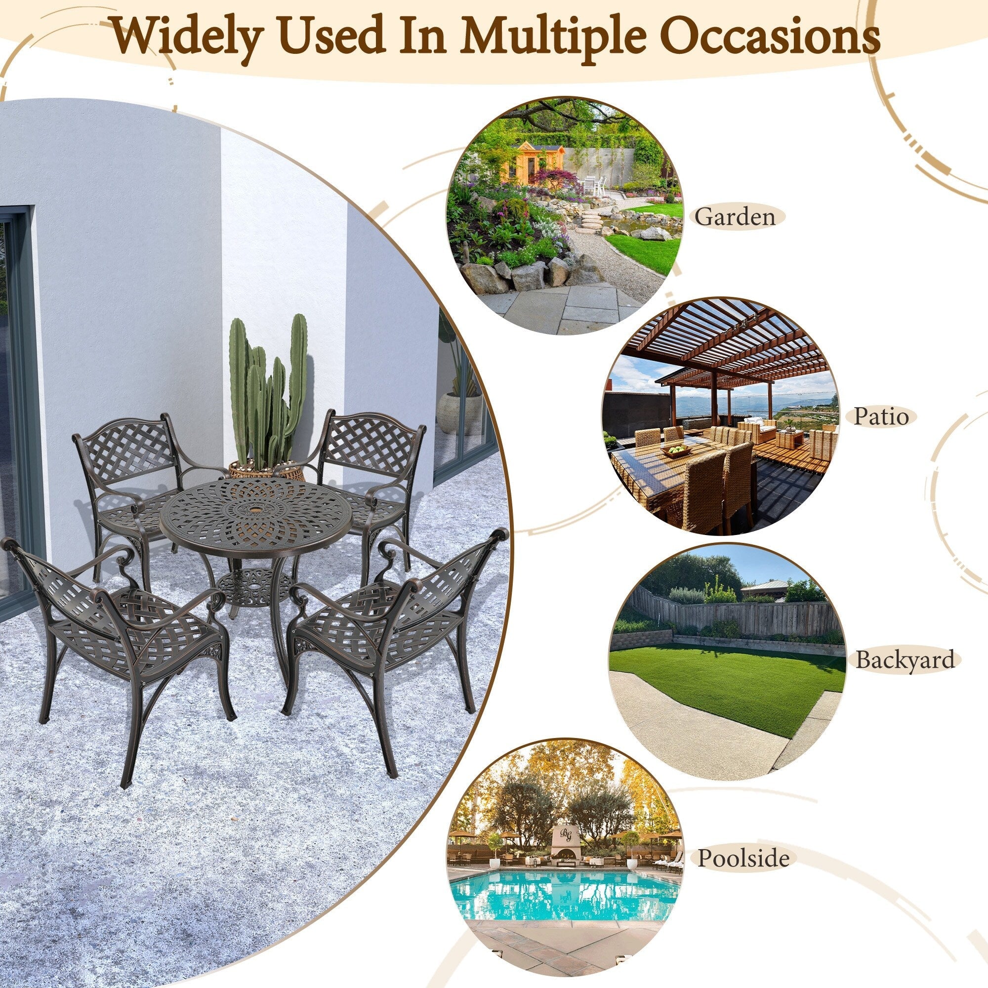 5-Piece Cast Aluminum Patio Dining Set