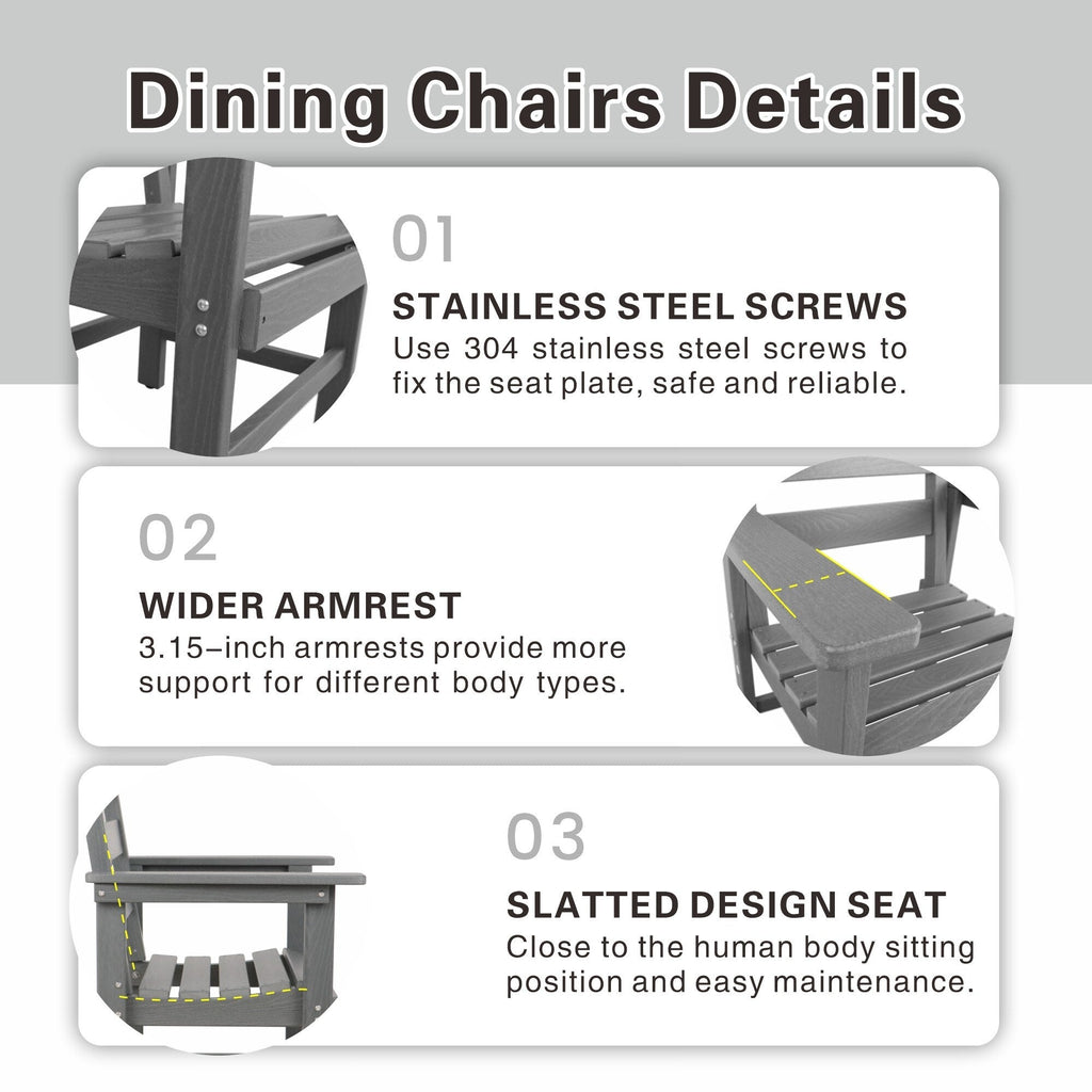 5-Piece HDPE Patio Dining Table Set, Outdoor Dining Furniture Set with 4 Chairs, Garden Outdoor Dining Table and Chairs