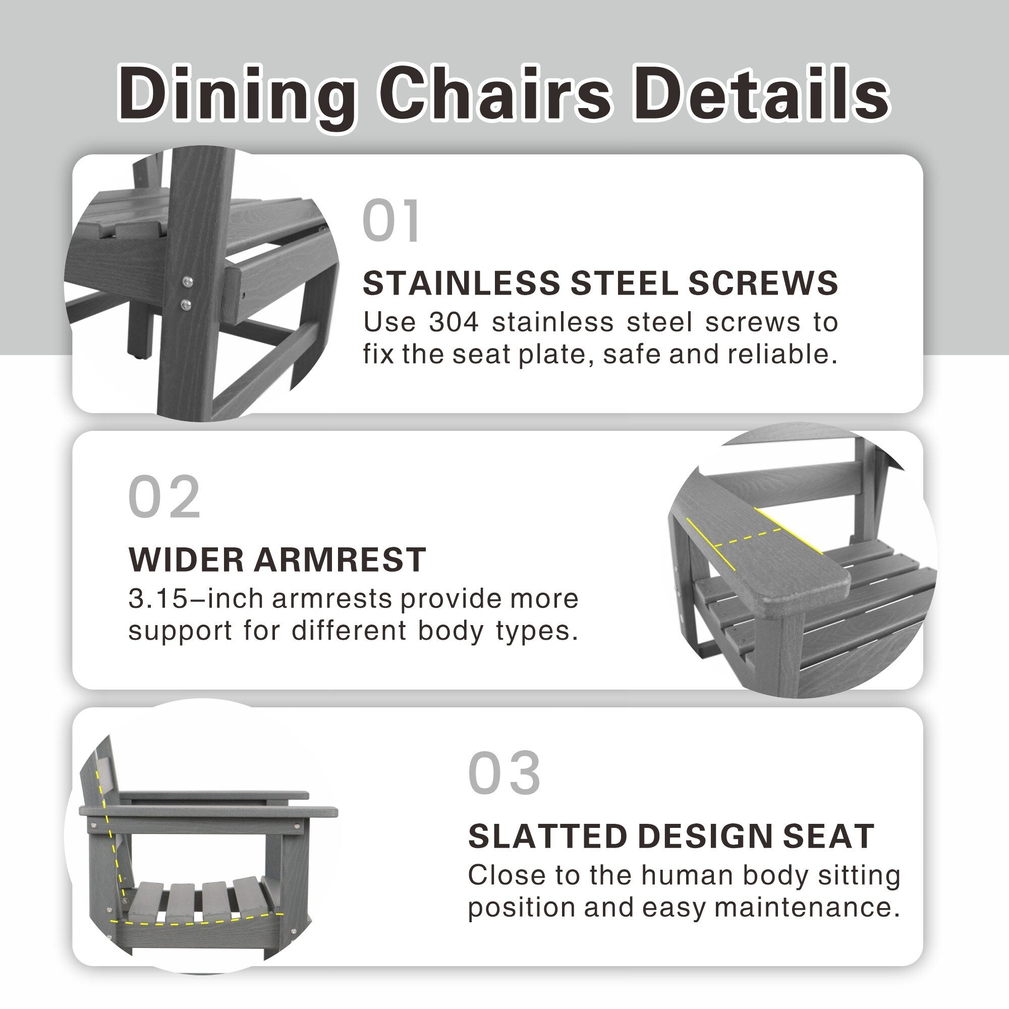 5-Piece HDPE Patio Dining Table Set, Outdoor Dining Furniture Set with 4 Chairs, Garden Outdoor Dining Table and Chairs