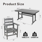 5-Piece HDPE Patio Dining Table Set, Outdoor Dining Furniture Set with 4 Chairs, Garden Outdoor Dining Table and Chairs