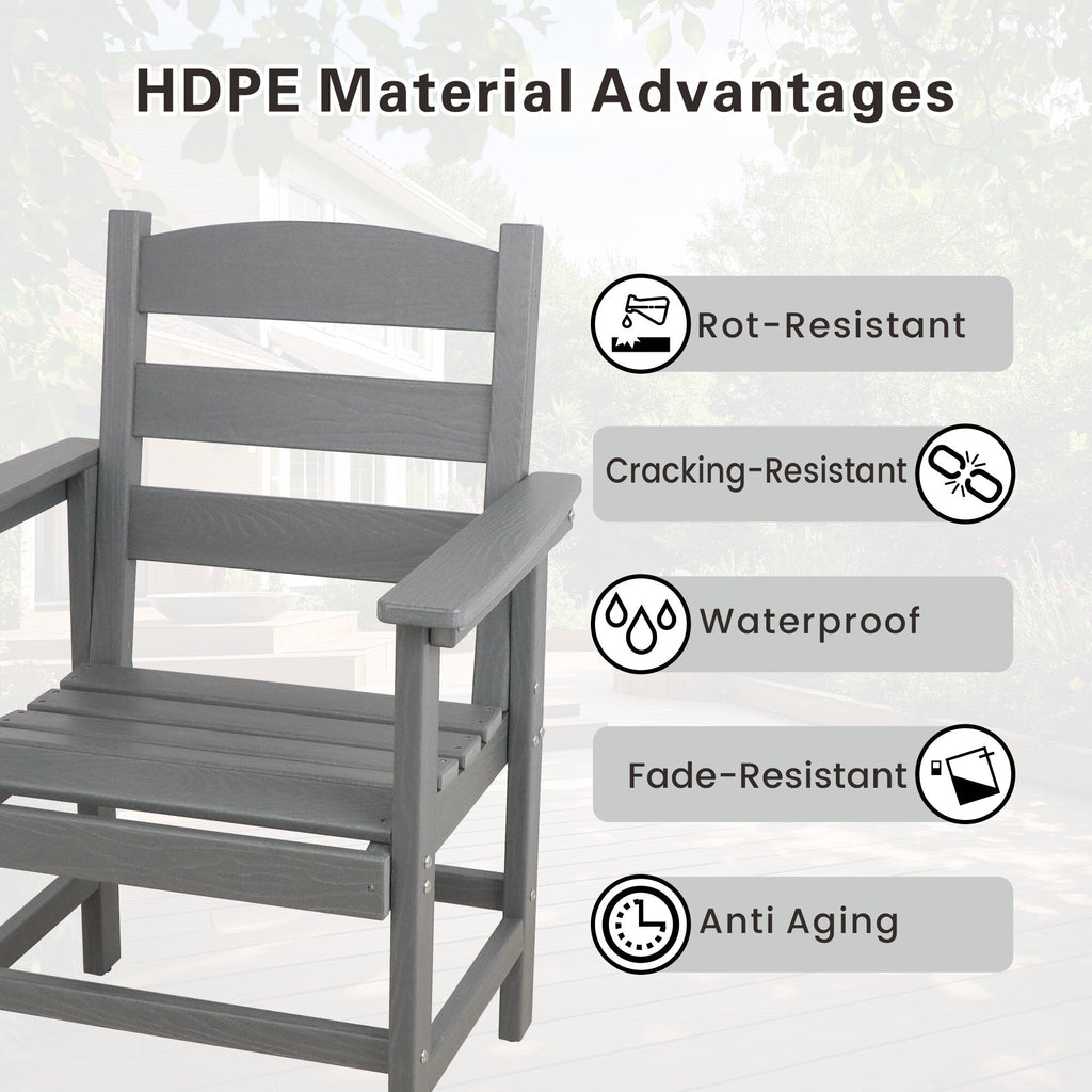 5-Piece HDPE Patio Dining Table Set, Outdoor Dining Furniture Set with 4 Chairs, Garden Outdoor Dining Table and Chairs
