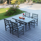 5-Piece HDPE Patio Dining Table Set, Outdoor Dining Furniture Set with 4 Chairs, Garden Outdoor Dining Table and Chairs