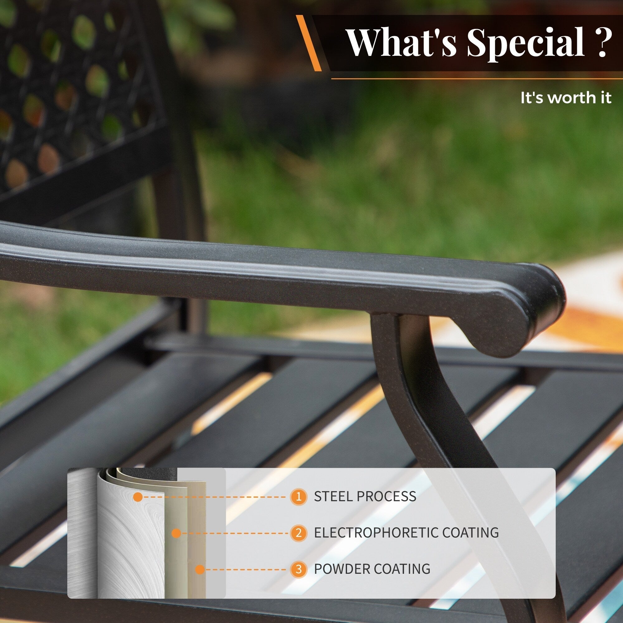 5-Piece Metal E-coating Patio Dining Set