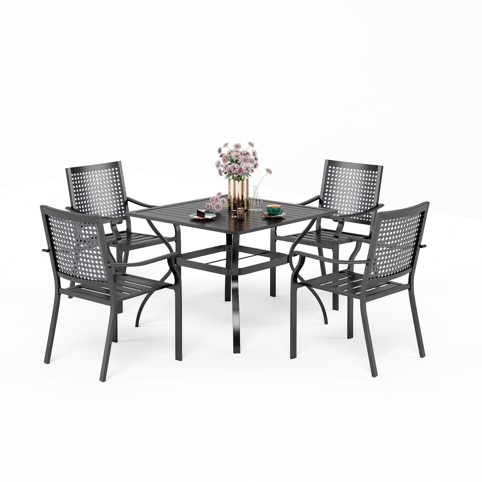 5-Piece Metal E-coating Patio Dining Set