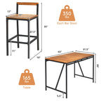 5 Piece Outdoor Acacia Wood Bar Table Set Bar Height Dining Set