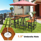 5 Piece Outdoor Acacia Wood Bar Table Set Bar Height Dining Set