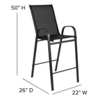 5 Piece Outdoor Glass Bar Patio Table Set with 4 Barstools