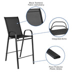 5 Piece Outdoor Glass Bar Patio Table Set with 4 Barstools