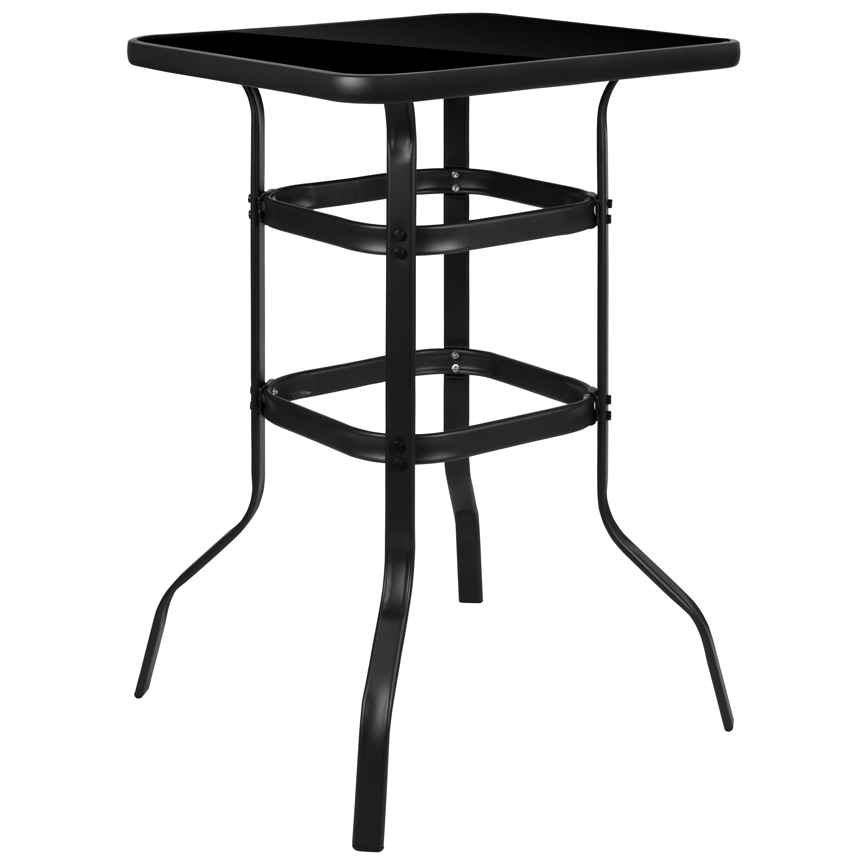 5 Piece Outdoor Glass Bar Patio Table Set with 4 Barstools