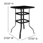 5 Piece Outdoor Glass Bar Patio Table Set with 4 Barstools