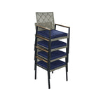 5-Piece Outdoor Patio Rattan Dining Set with Stackable Chairs, 35 Acacia Wood Table Top with Umbrella Hole