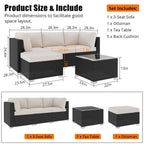 5-Piece Outdoor Patio Rattan Wicker Sofa Set