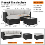 5-Piece Outdoor Patio Rattan Wicker Sofa Set