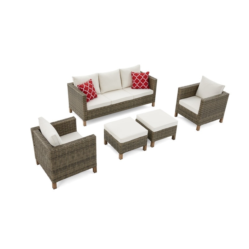 5-Piece Outdoor Wicker Patio Conversation Set