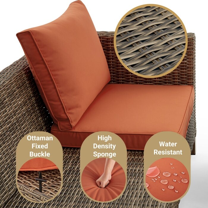 5-Piece Outdoor Wicker Patio Conversation Set
