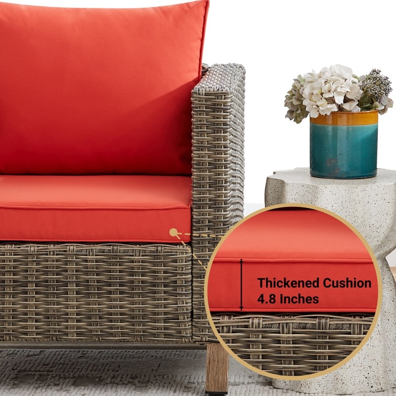 5-Piece Outdoor Wicker Patio Conversation Set