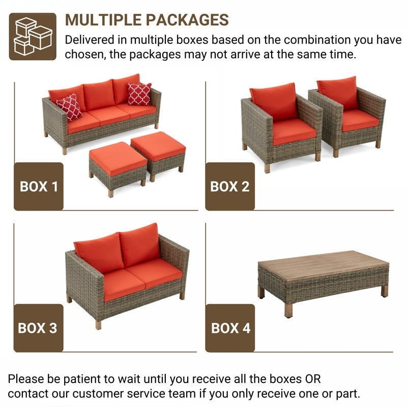 5-Piece Outdoor Wicker Patio Conversation Set
