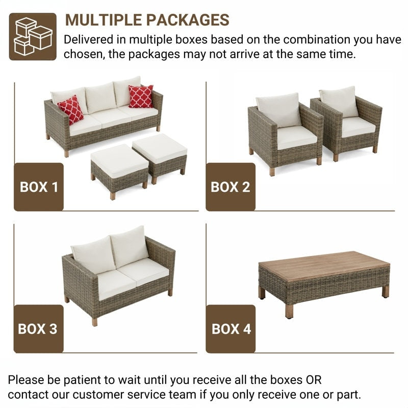 5-Piece Outdoor Wicker Patio Conversation Set