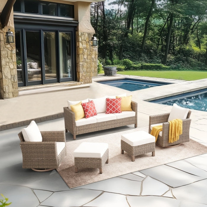 5-Piece Outdoor Wicker Patio Conversation Set