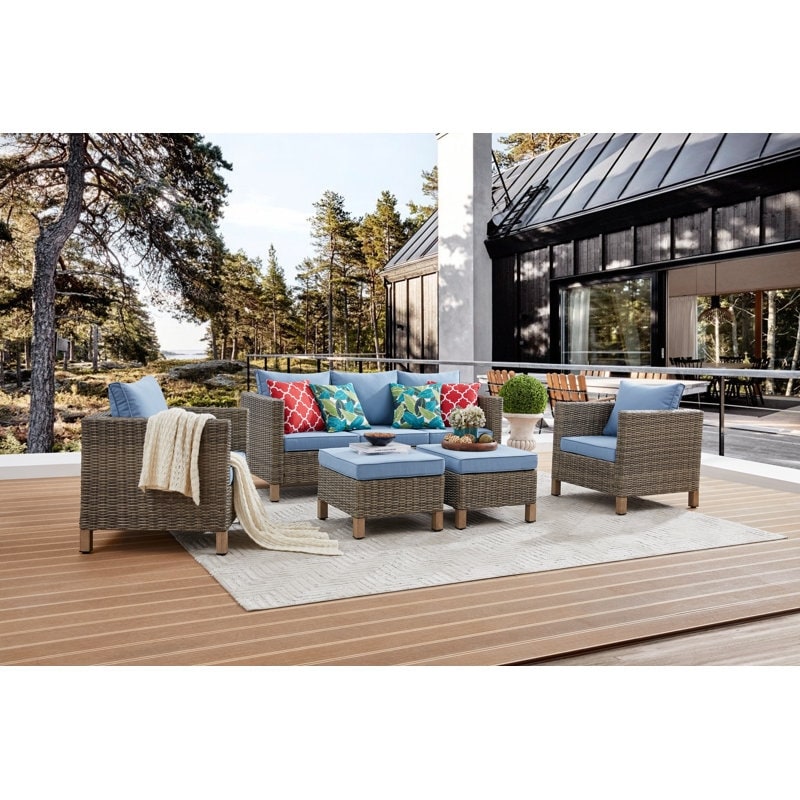 5-Piece Outdoor Wicker Patio Conversation Set