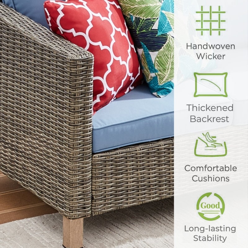 5-Piece Outdoor Wicker Patio Conversation Set