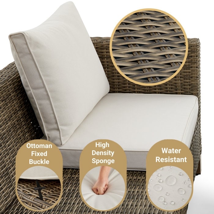 5-Piece Outdoor Wicker Patio Conversation Set