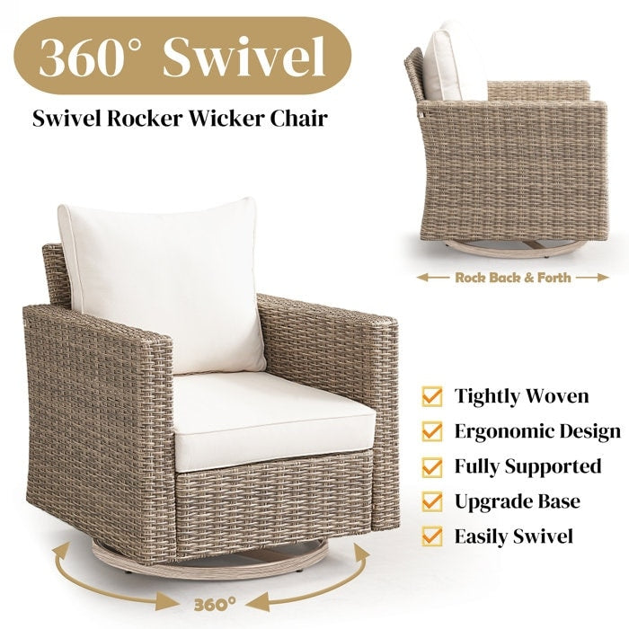 5-Piece Outdoor Wicker Patio Conversation Set