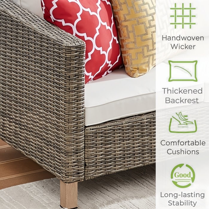 5-Piece Outdoor Wicker Patio Conversation Set