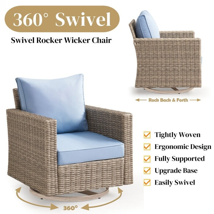 5-Piece Outdoor Wicker Patio Conversation Set