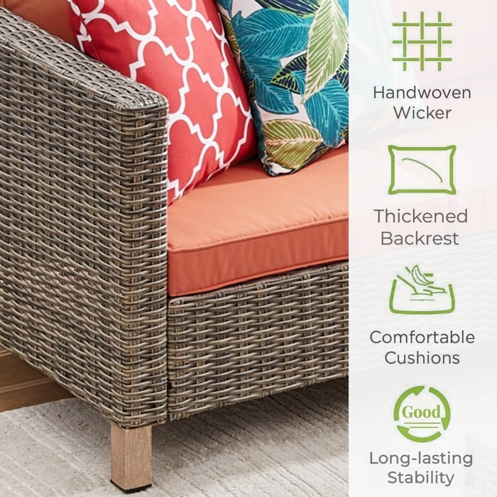 5-Piece Outdoor Wicker Patio Conversation Set