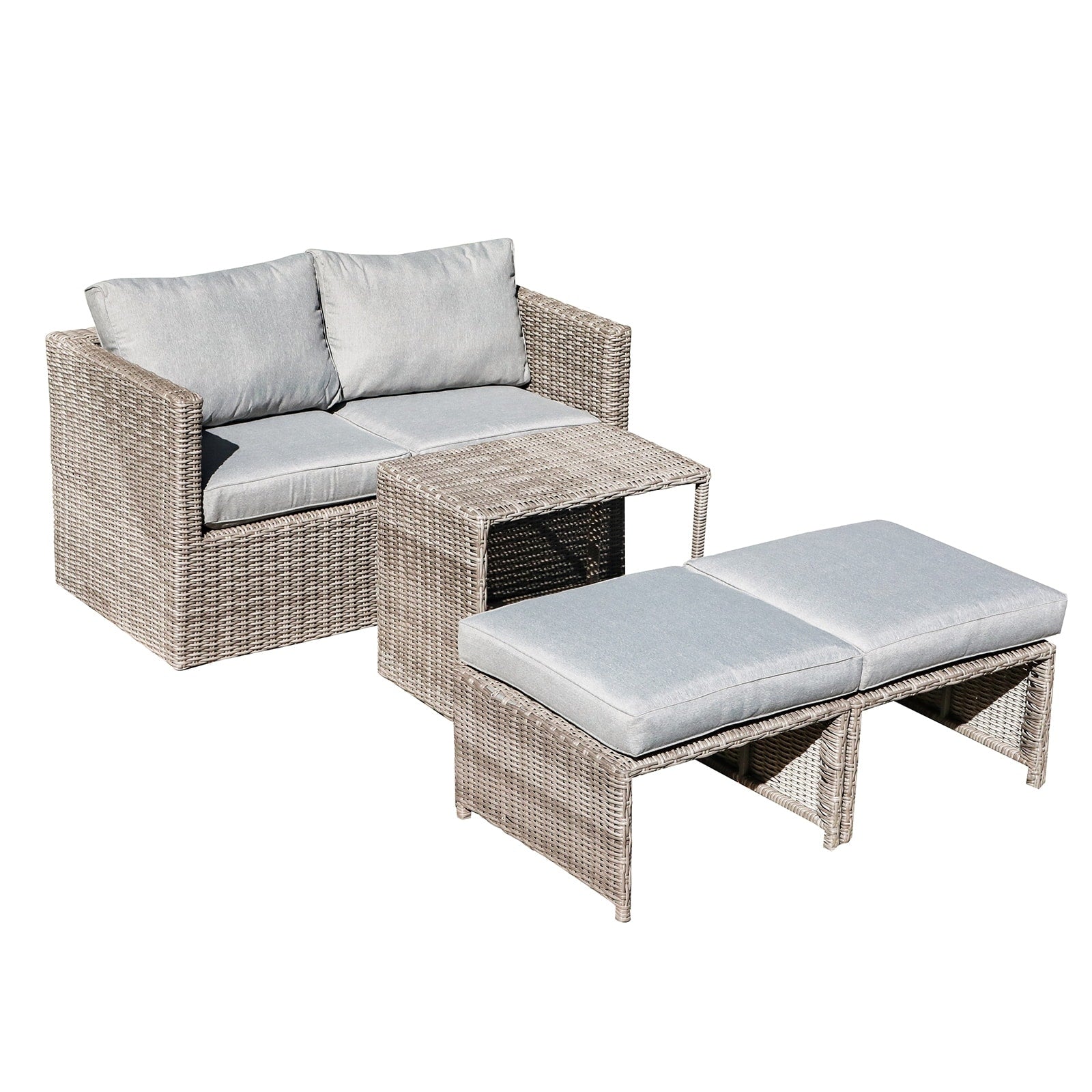 5-Piece Outdoor Rattan Conversation Set Wicker Chair with Cushions