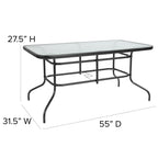 5 Piece Patio Dining Set - Glass Table, 4 Flex Stack Chairs