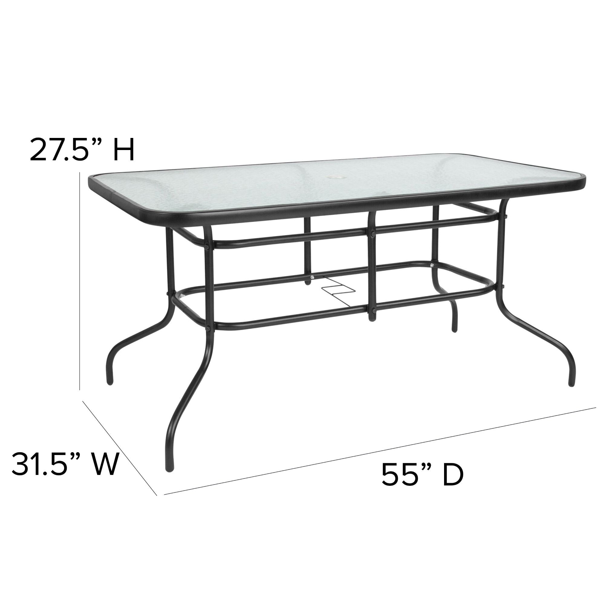 5 Piece Patio Dining Set - Glass Table, 4 Flex Stack Chairs