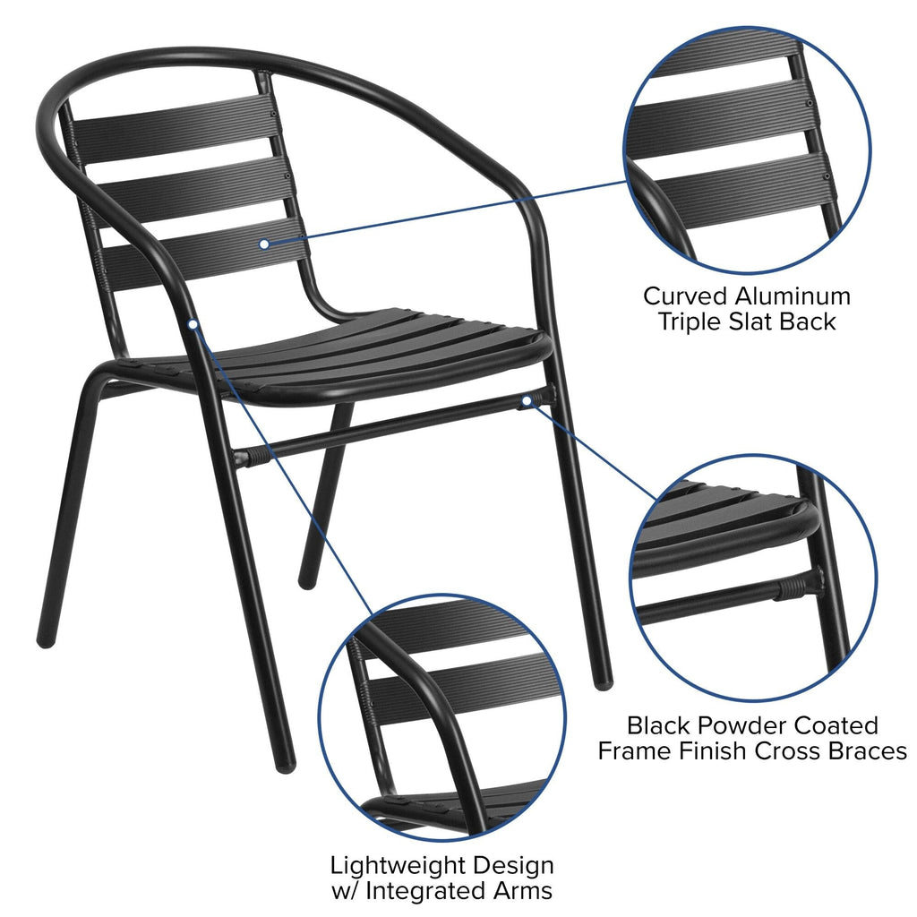 5 Piece Patio Dining Set - Glass Table, 4 Flex Stack Chairs